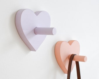 Pastel Love Heart Wall Hook, Kids Nursery Decor