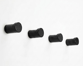 Black Stained Solid Oak Wood Wall Hook: Modern Coat Hanger & Wall Storage