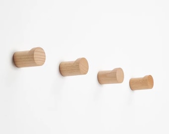 Solid Oak Wood Wall Hook: Modern Coat Hanger & Wall Storage
