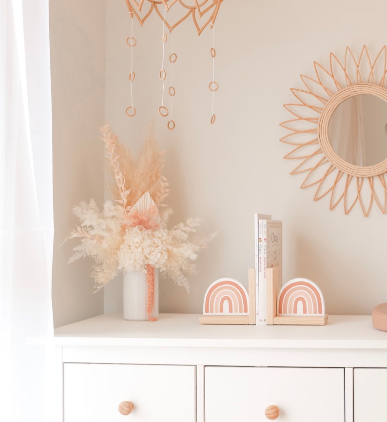 Boho Blush Pink Rainbow Bookends Kids Nursery Decor Baby Etsy