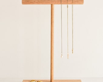 Tasmanian Oak Necklace Stand: Modern Jewellery Organizer & Modern Gift for her