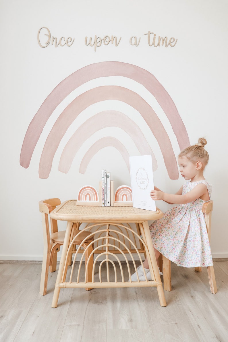 Boho Blush Pink Rainbow Bookends Kids Nursery Decor Baby Etsy