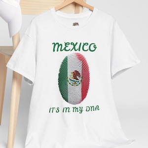 Mexiko Flagge Fingerabdruck Unisex T-Shirt, mexikanisches Erbe DNA T-Shirt, Vaterländischer Stolz Shirt, Hispanic Kultur Top, Cinco de Mayo Kleidung