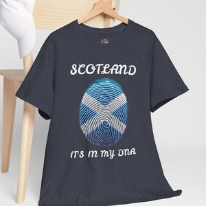 Scottish in my DNA Unisex Cotton Tee, St Andrew&#39;s Scotland Slogan T-Shirt, Scottish Heritage Apparel, Scotland Gift for Him/Her, Scottish