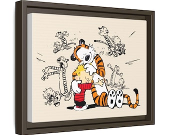 Calvin and Hobbes Comic Strip Framed Canvas - (3 Frame Choices, Multiple Sizes)