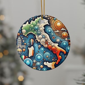 Keramik Ornamente, Karte von Italien Reise Ornament, Faux Buntglas Andenken, Europäische Urlaubsdekoration, Italien Souvenir Geschenk,