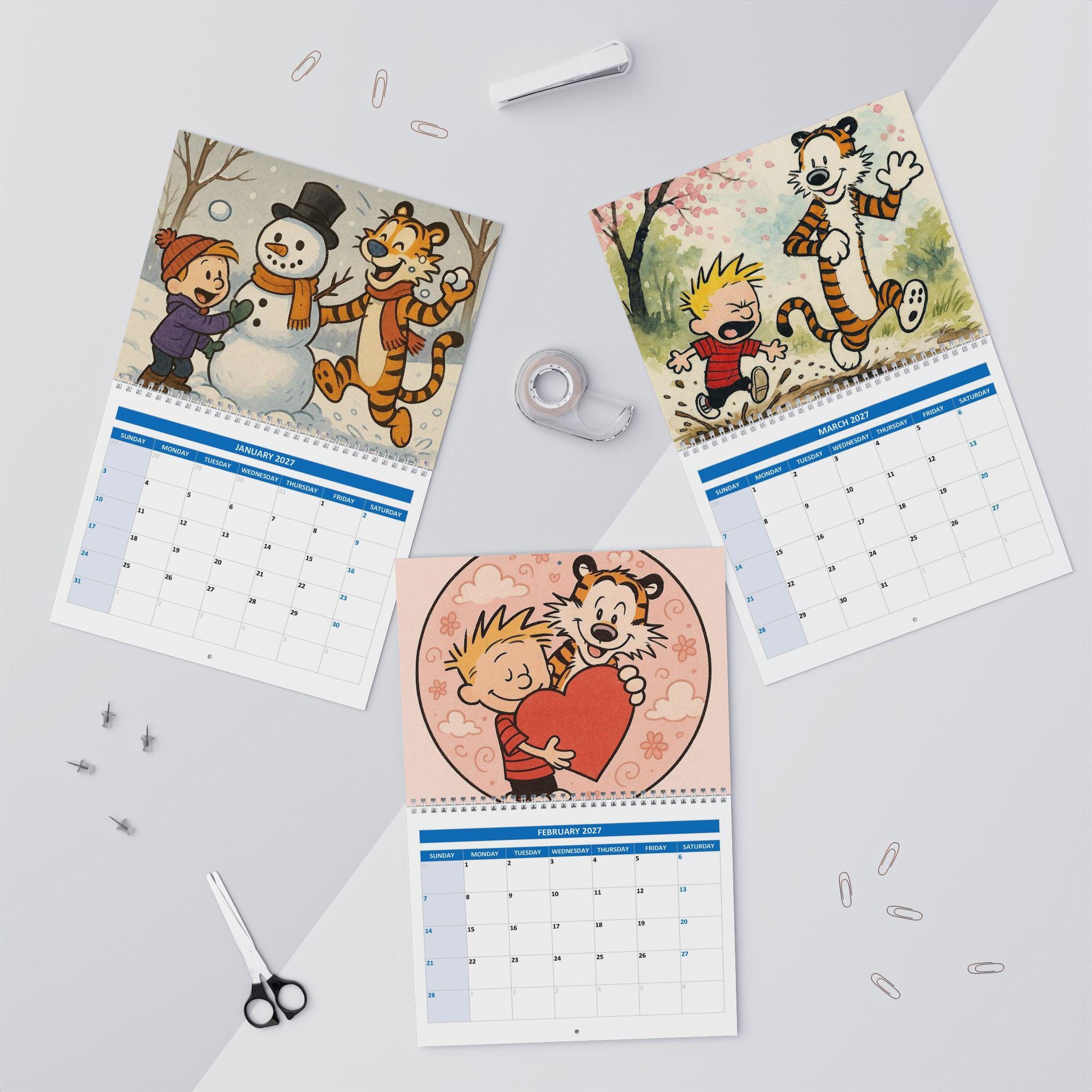 Calvin and Hobbes 2027 Wall Calendar | Illustrated Comic Art - Etsy