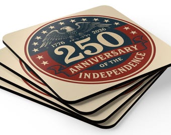 USA Semiquincentennial 250th Anniversary Coaster Set. Independence Celebration Coasters