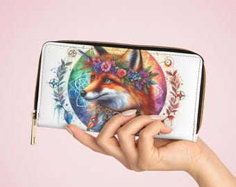Zipper Wallet, Pagan Fox Design - Cute Animal Pattern Coin Purse, Small Pocket Pouch, Card Holder, Gift for Nature Lovers, Unique Accessory
