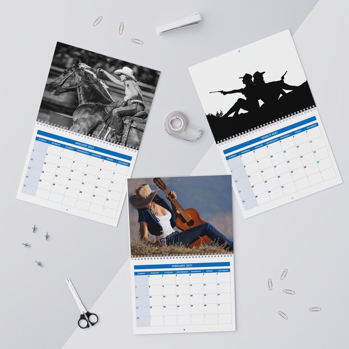 2027 Cowgirl Photo Wall Calendar | Western Scenic Landscape Monthly ...