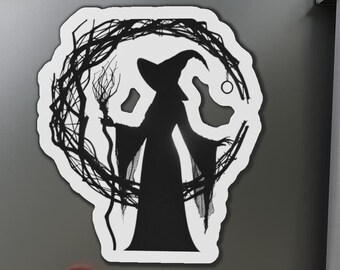 Imanes troquelados, diseño de bruja pagana, decoración de Halloween, regalo wiccan, accesorios ocultistas, decoración del hogar de brujas, imanes de cocina góticos