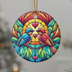 Lovebird Christmas Ornament Hand Painted Ceramic Arcadia Home main image 0