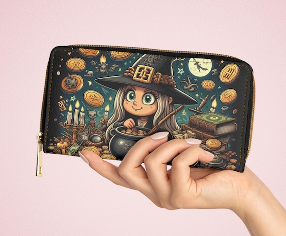 Pagan Witch Zipper Wallet Purse Occult Mystic Money Holder