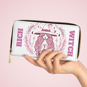 Monedero de bruja, monedero pagano, bolsa con cremallera, monedero mágico, billetera wiccana, estuche para accesorios ocultistas