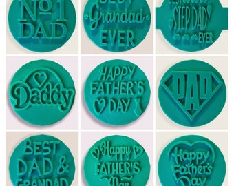 FATHER'S DAY - Happy, Dad, Etc Fondant Icing Cupcake Cake Cookie Embosser Stamps