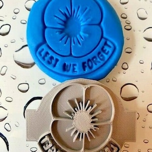 LEST WE FORGET Poppy Day Fondant Icing Cupcake Cookie Embosser Stamp - Uk