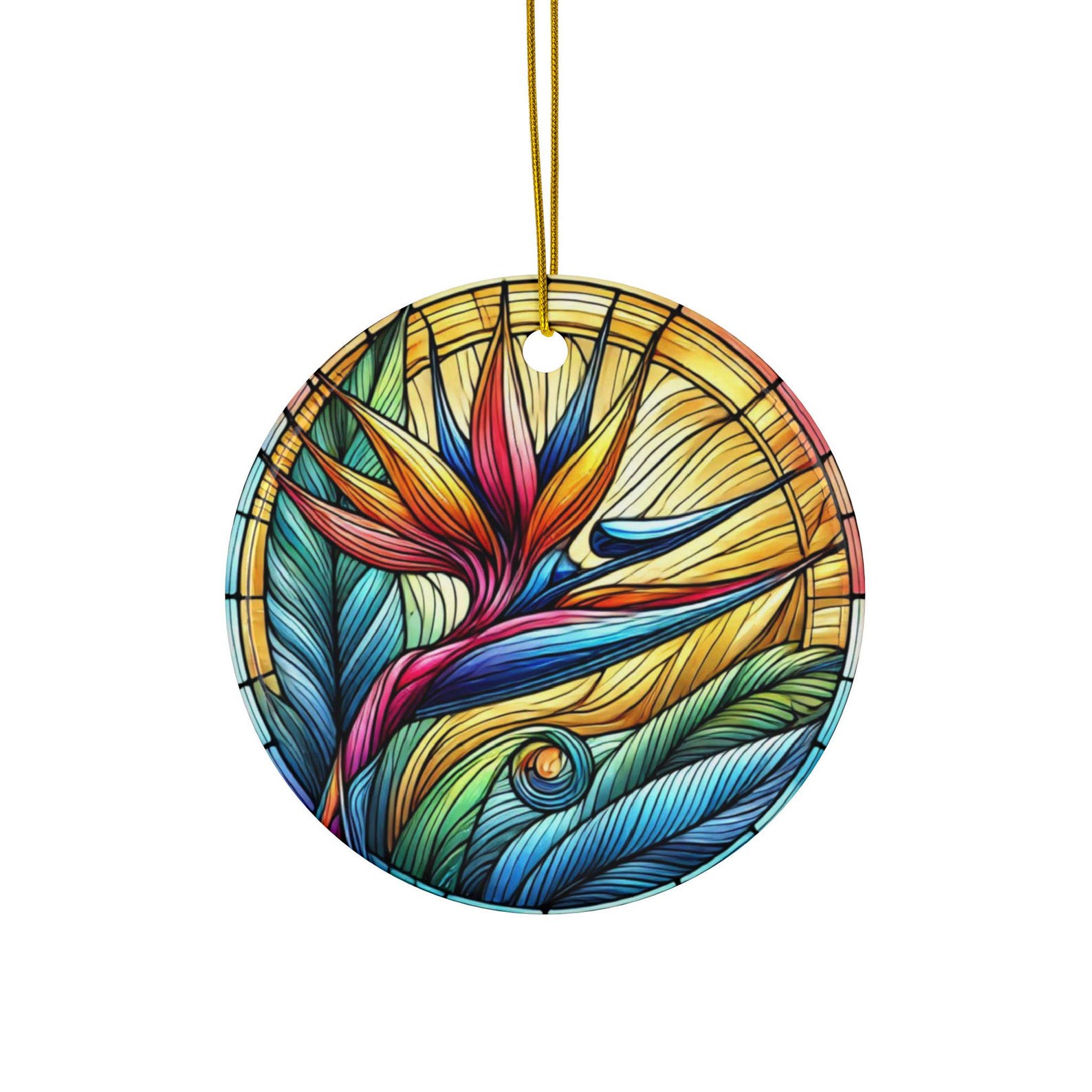 Ceramic Ornaments, Bird of Paradise Flower in Stain Glass Effect Design ...