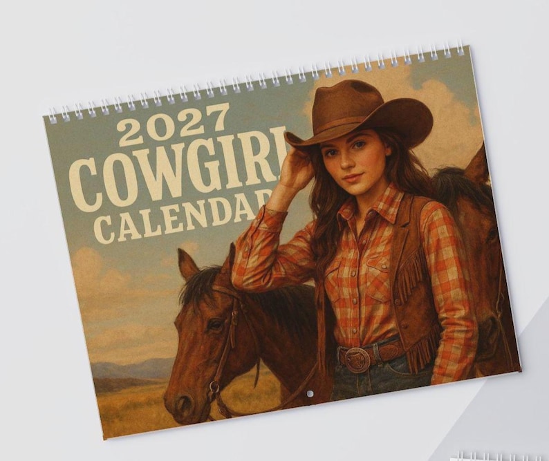 2027 Cowgirl Photo Wall Calendar | Western Scenic Landscape Monthly ...