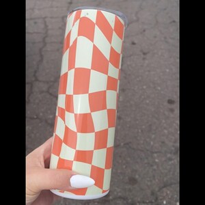 Orange Flower and checkered 20oz tumbler
