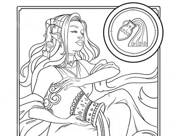 Astrological Signs as Women Colouring Pages