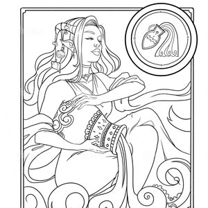 Astrological Signs as Women Colouring Pages