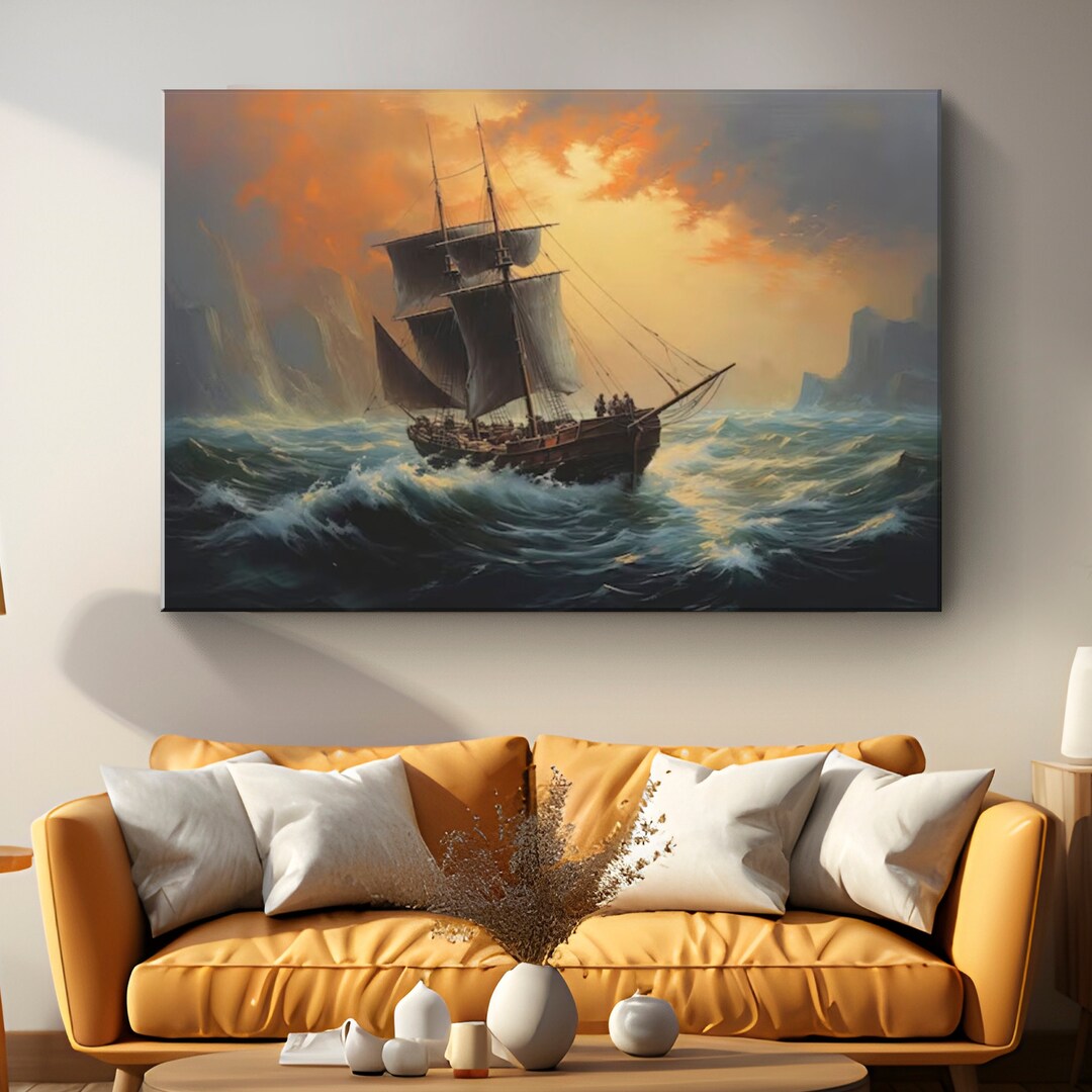 Ship on a Stormy Sea Canvas Art tempestuous Voyage Etsy