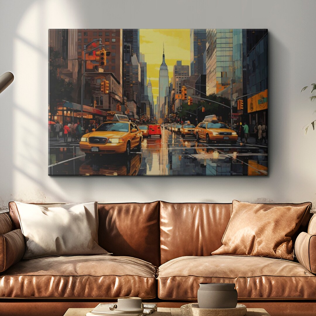 Lofi New York Cityscape Painting Canvas Art concrete Dreams NYC Skyline