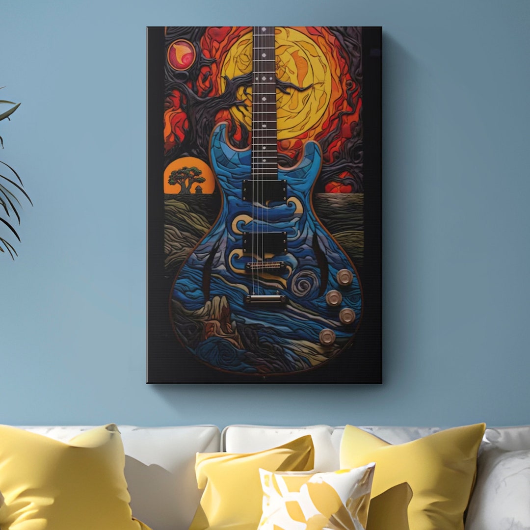 Abstract Electric Guitar Canvas Wall Art harmony in Etsy