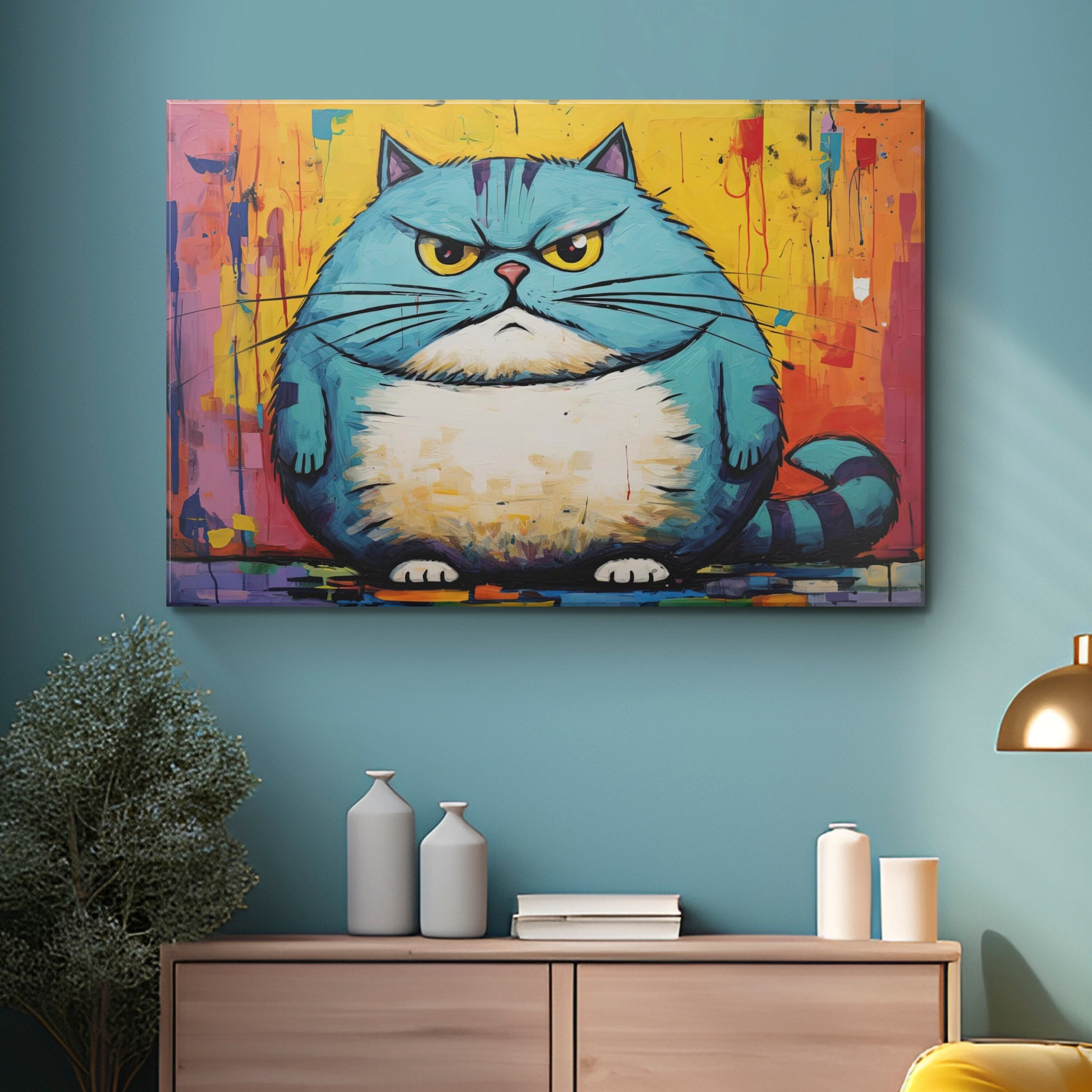 Cute angry cat' Poster, picture, metal print, paint by Evgenuy Merkushov