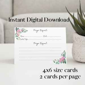 Gebedsverzoekkaart - Bijbelstudiebenodigdheden voor kleine groepen - Afdrukbare gebedsverzoekkaarten - Instant Download digitaal bestand - Bloemengebedskaart