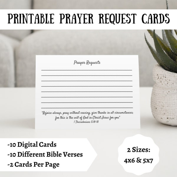 Prayer Request Cards - Printable Prayer Request Cards - Bible Verse Cards - Prayer Ministry Supplies -Mens Ministry - Prayer Cards