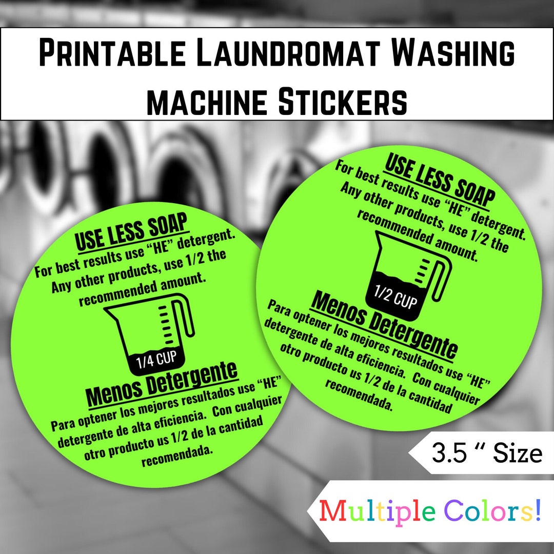 Printable Laundromat Soap Stickers Spanish Laundromat Signs Supplies