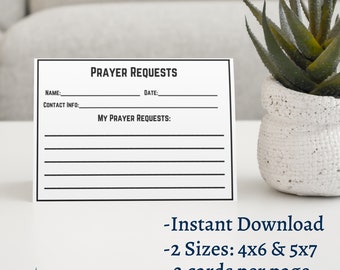 Prayer Request Card - Printable Prayer Request Cards - Simple Prayer Cards - Sunday School Supplies - Instant Download Digital File - PDF