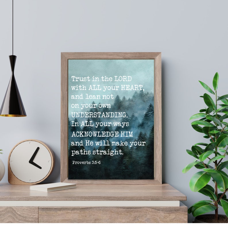 Bible Verse Wall Art - Proverbs 3:5-6 - Trust in the Lord Quote ...