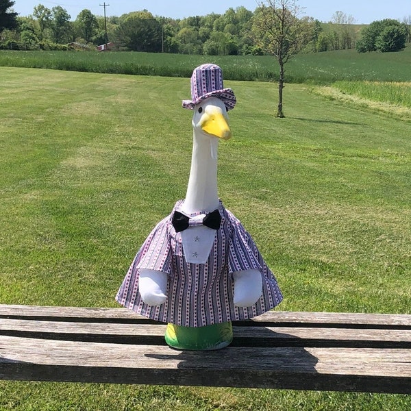4th of July Uncle Sam Tuxedo Outfit w/ Top Hat for 23-28 Inch (Large) Concrete or Plastic Lawn Goose/Duck