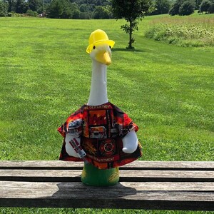 Firefighter Costume Outfit for 23-28 Inch  (Large) Concrete or Plastic Lawn Goose/Duck