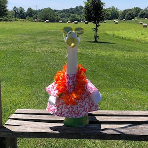 Pink Tropical Coral Hawaiian Shirt Outfit for 23-28 Inch (Large) Concrete or Plastic Lawn Goose/Duck