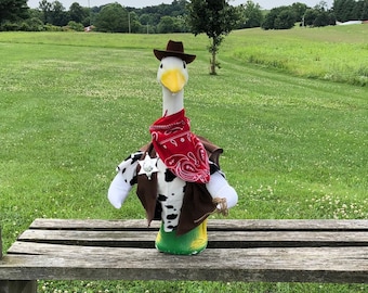 Cowboy Sheriff Costume Outfit for 23-28 Inch (Large) Concrete or Plastic Lawn Goose/Duck