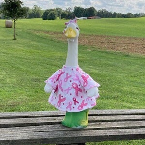 Breast Cancer Awareness Ribbon Outfit for 23-28 Inch (Large) Concrete or Plastic Lawn Goose/Duck