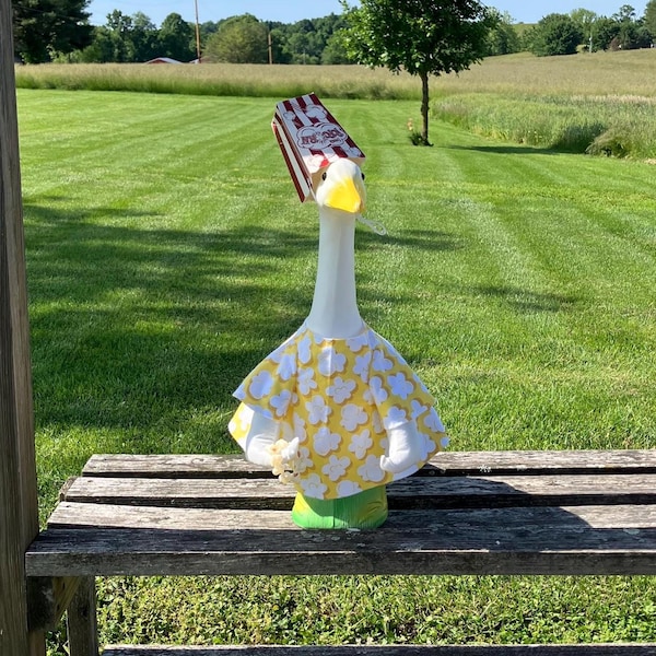 Bucket of Popcorn Outfit for 23-28 Inch (Large) Concrete or Plastic Lawn Goose/Duck