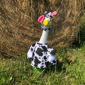 Cow Costume Outfit for 23-28 Inch (Large) Concrete or Plastic Lawn Goose/Duck