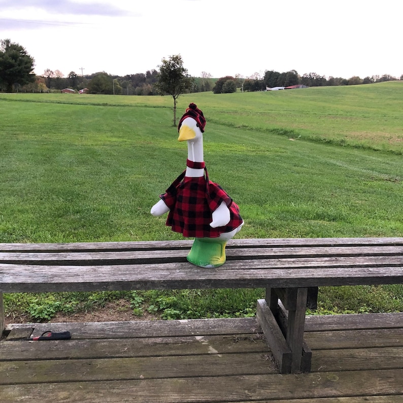 Classic Winter Flannel Outfit for 23-28 Inch (Large) Concrete or Plastic Lawn Goose/Duck