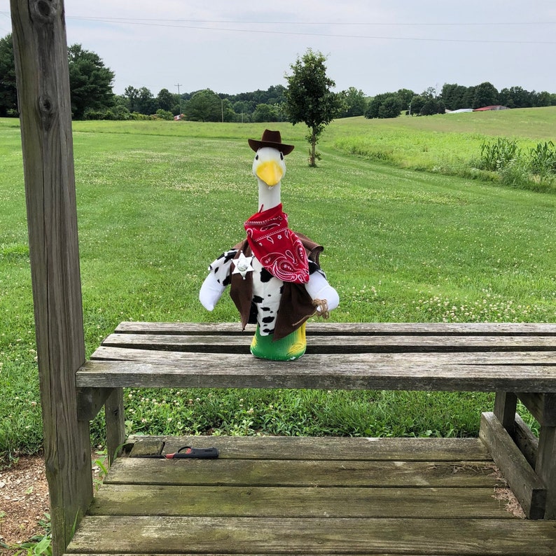 Cowboy Sheriff Costume Outfit for 23-28 Inch (Large) Concrete or Plastic Lawn Goose/Duck