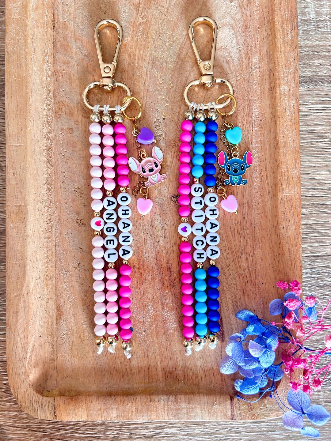 Customizable “stitch & Angel” Keychain - Etsy