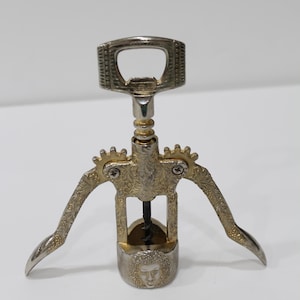 Vintage Italy Collectible Bottle Corkscrew Wine Opener 2 Arms Wine Crank Art Deco Barware
