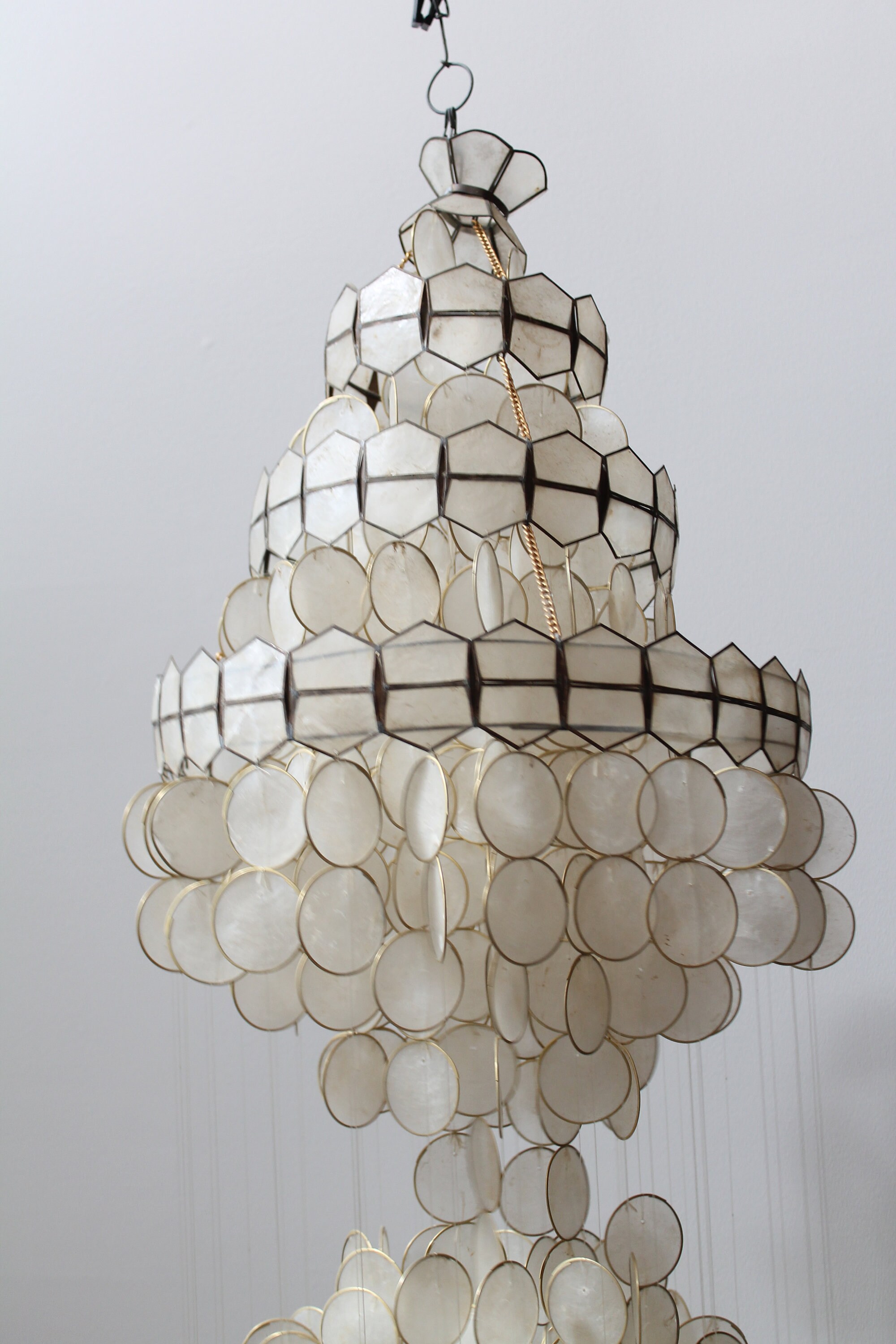 Vintage Large 4.5 Feet / 55 Inch Capiz Shell Mother of Pearl 3 Tiered ...