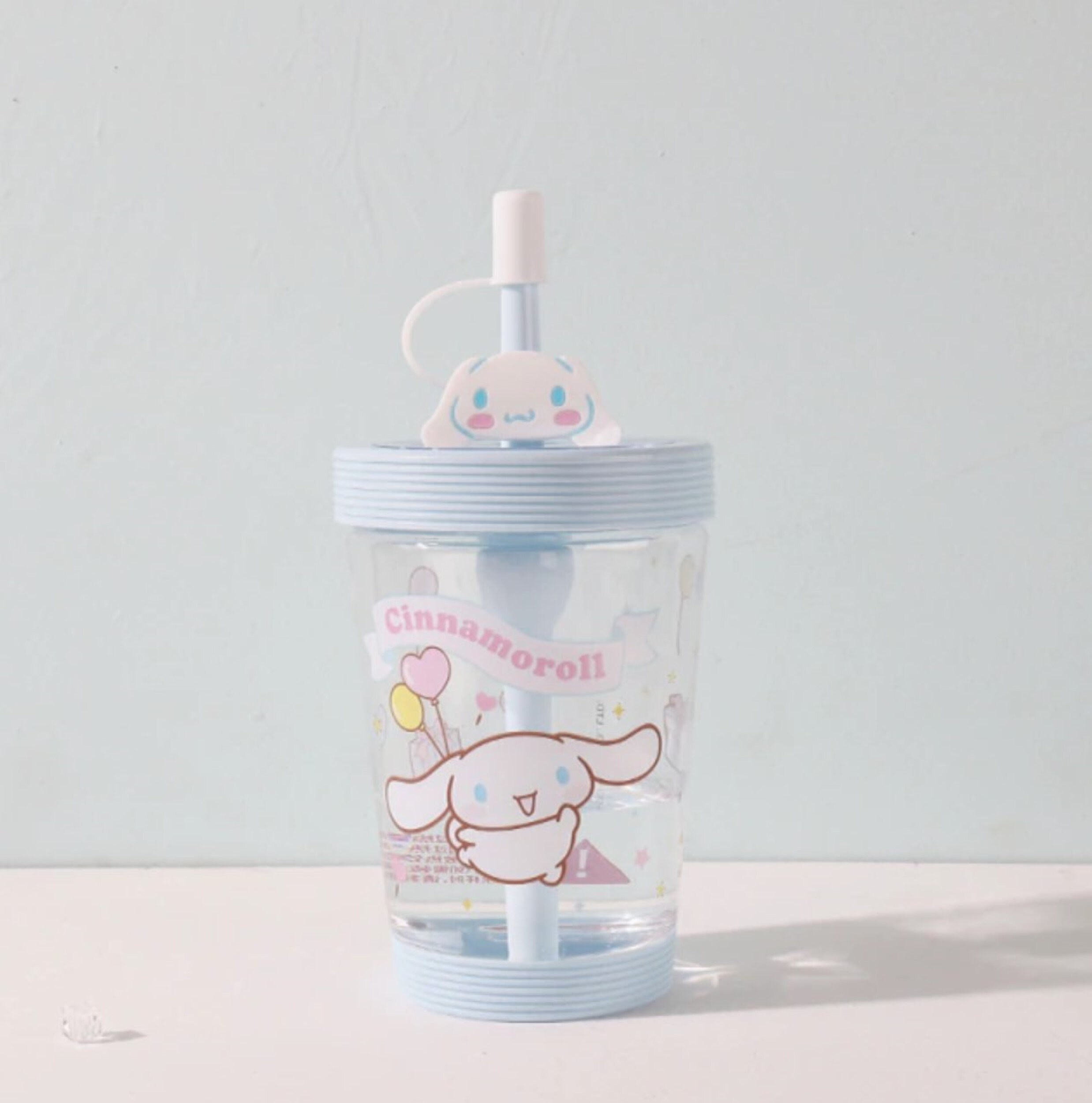 Tasse Mignonne avec Paille?Tasse Kawaii?Bouteille d'eau Pastel Rouleau de Cannelle?20cm Plastic Trav