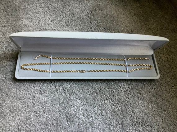 Women’s Vintage 14K Gold Solid Rope Necklace & Br… - image 1