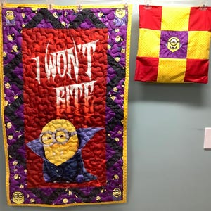 Handmade Crib Size Halloween Minions Quilt & Pillow Case :)