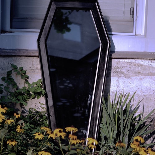 Gothic Black Painted Full Length Coffin Mirror Etsy